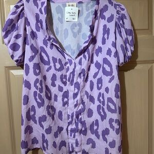 BiBi Women's Purple Leopard Print Blouse